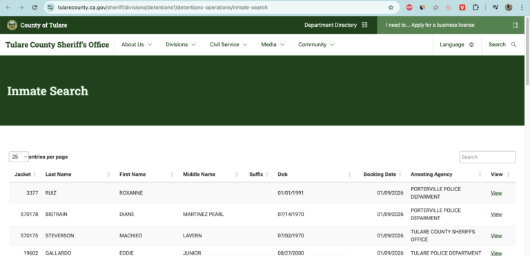 Tulare County Inmate Search Website